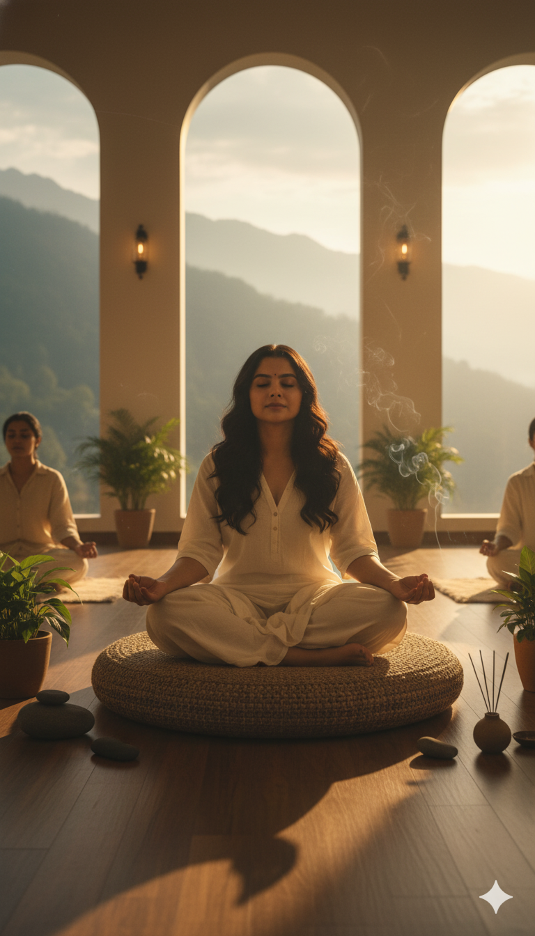 Maanviya meditating in stillness